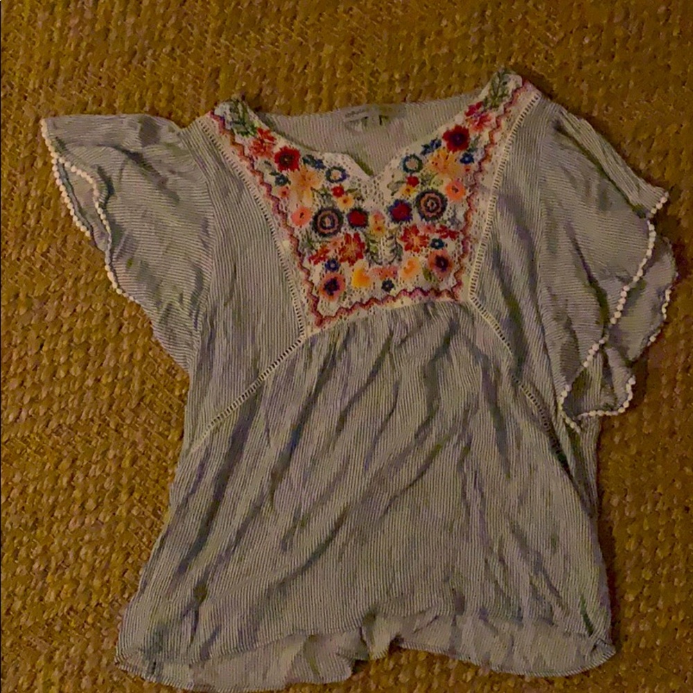 Floral and striped blouse